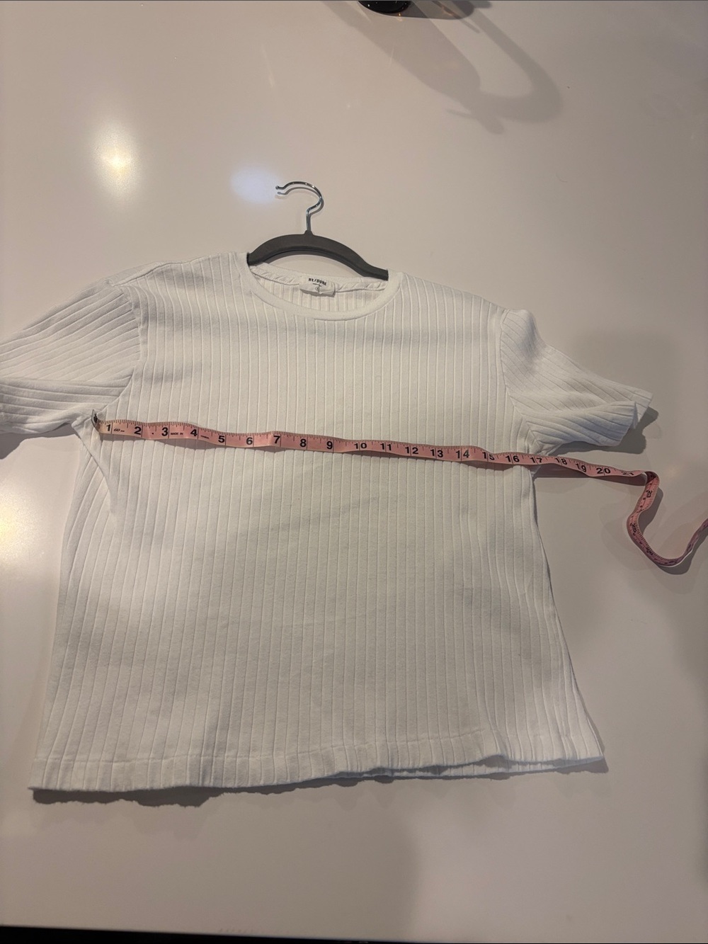 Re/Done White Ribbed Short Sleeve Tee - Picture 6 of 7